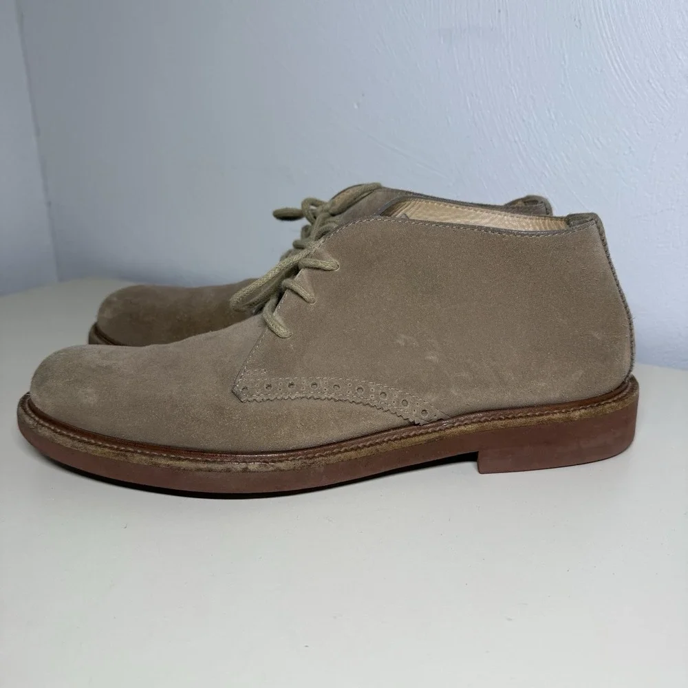 Ermenegildo Zegna Beige Suede Lace Up Chukka Boots A2686X - Men's Size 9,5 US